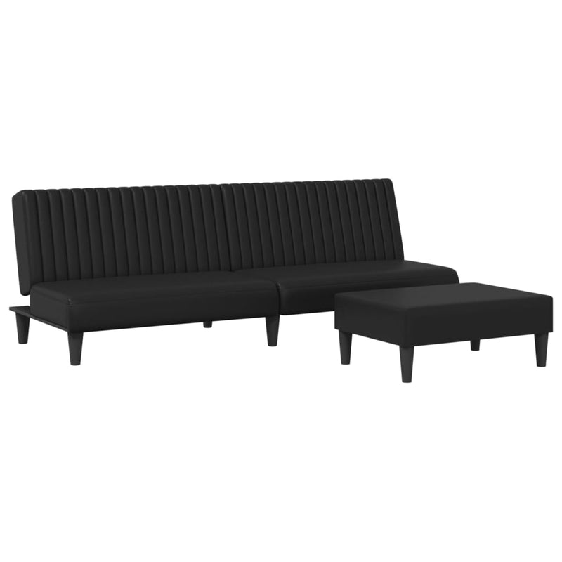 2-delige Loungeset kunstleer zwart