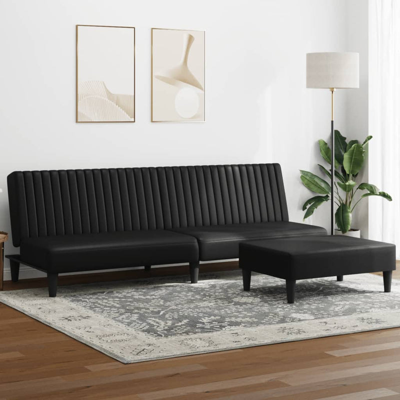2-delige Loungeset kunstleer zwart