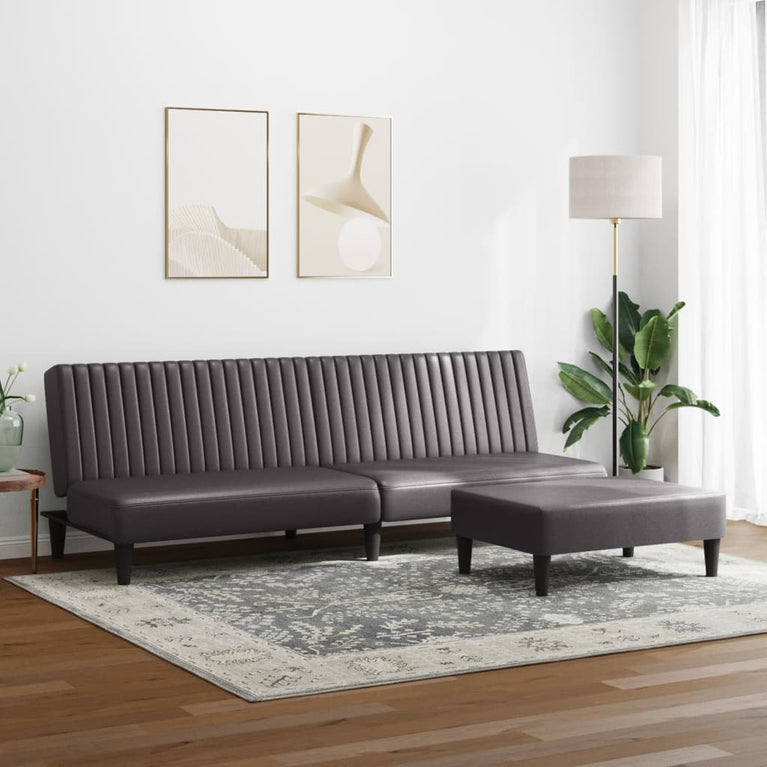 2-delige Loungeset kunstleer grijs