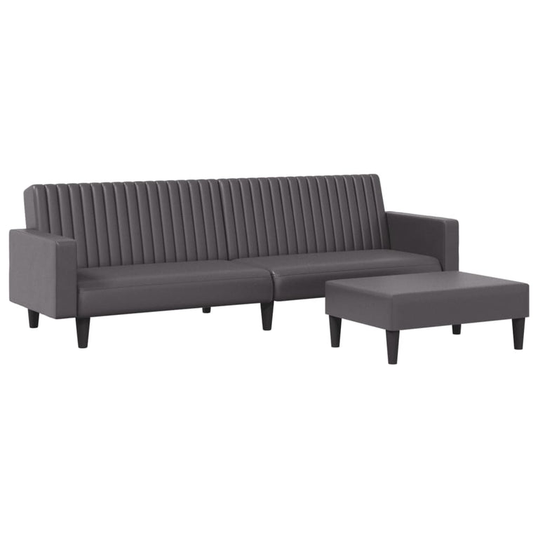 2-delige Loungeset kunstleer grijs