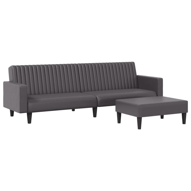 2-delige Loungeset kunstleer grijs