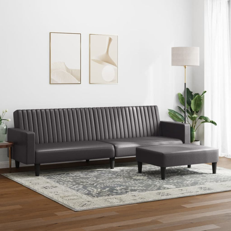 2-delige Loungeset kunstleer grijs