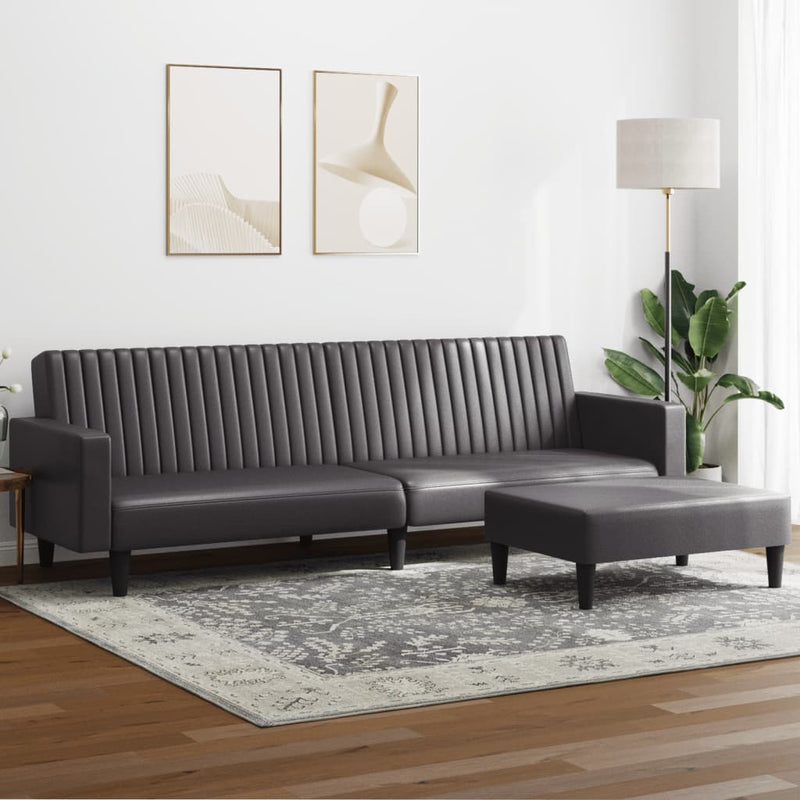 2-delige Loungeset kunstleer grijs