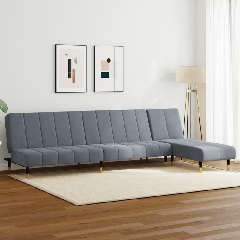 2-delige Loungeset fluweel donkergrijs