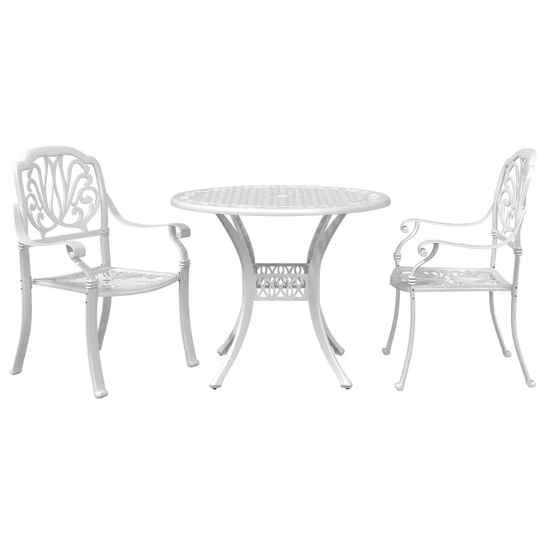 3-delige Bistroset gietaluminium wit