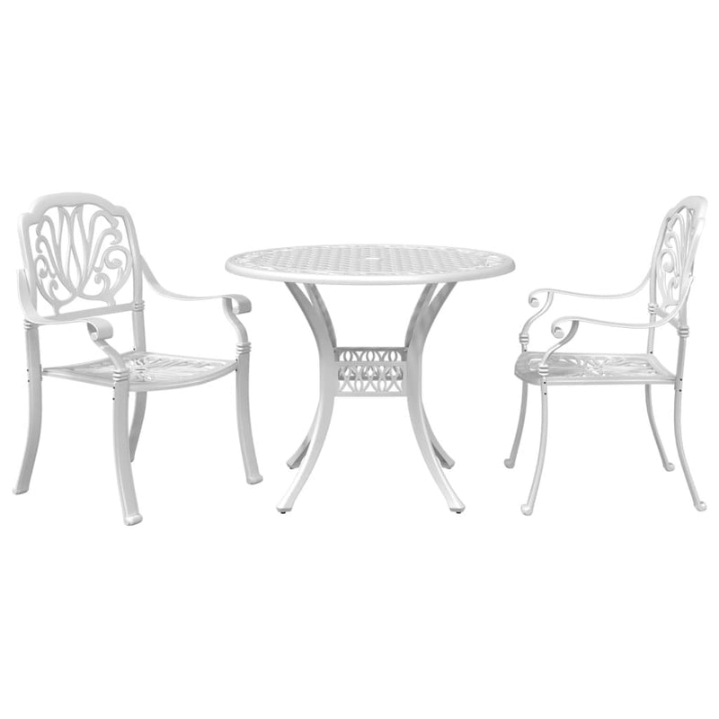 3-delige Bistroset gietaluminium wit