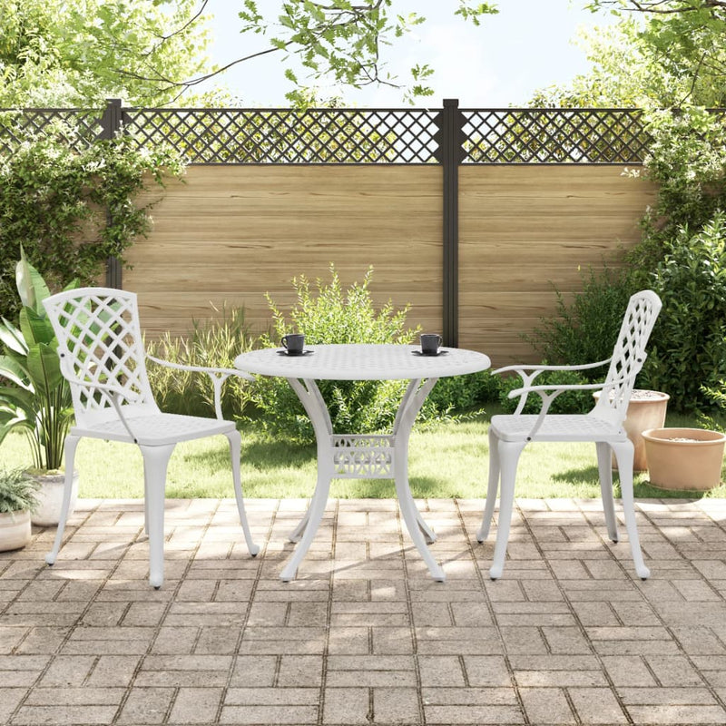 3-delige Bistroset gietaluminium wit