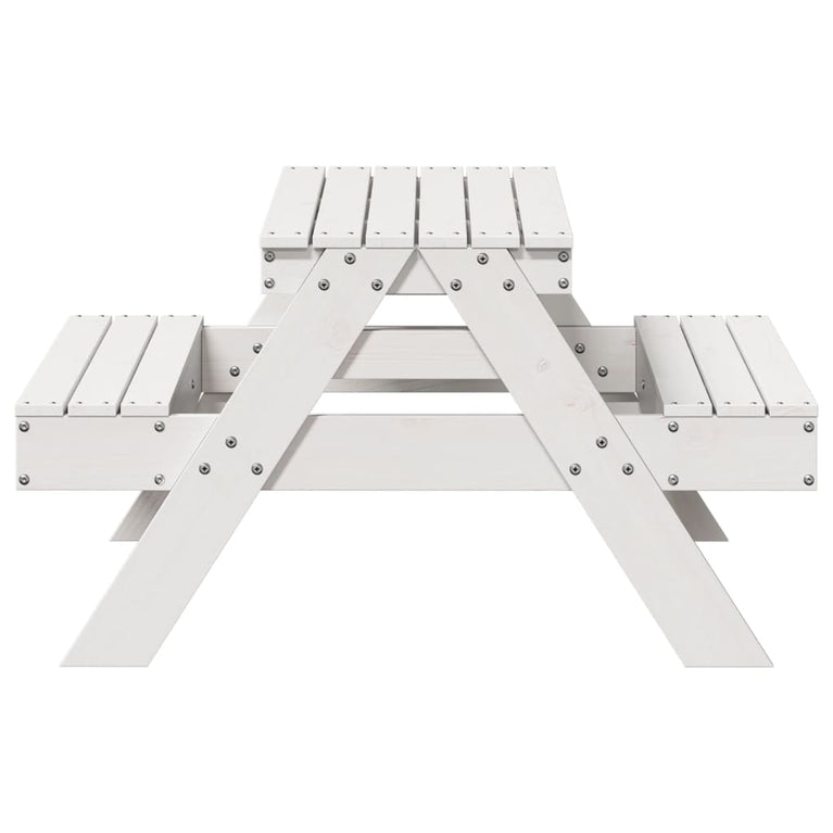 Picknicktafel voor kinderen 88x97x52 cm massief grenenhout wit