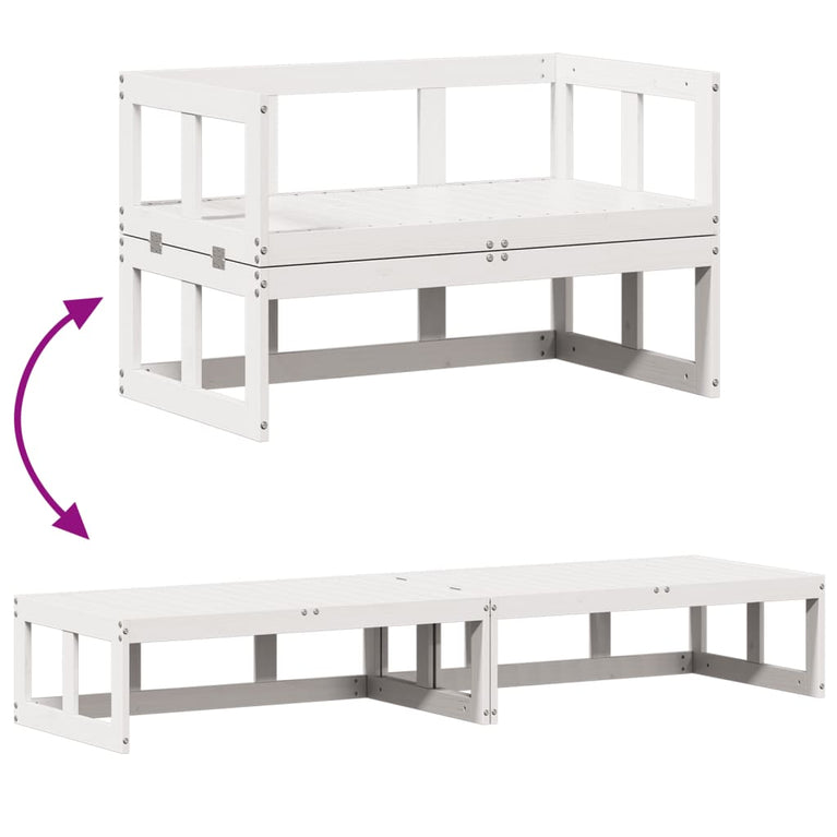 Tuinbank verlengbaar massief grenenhout wit