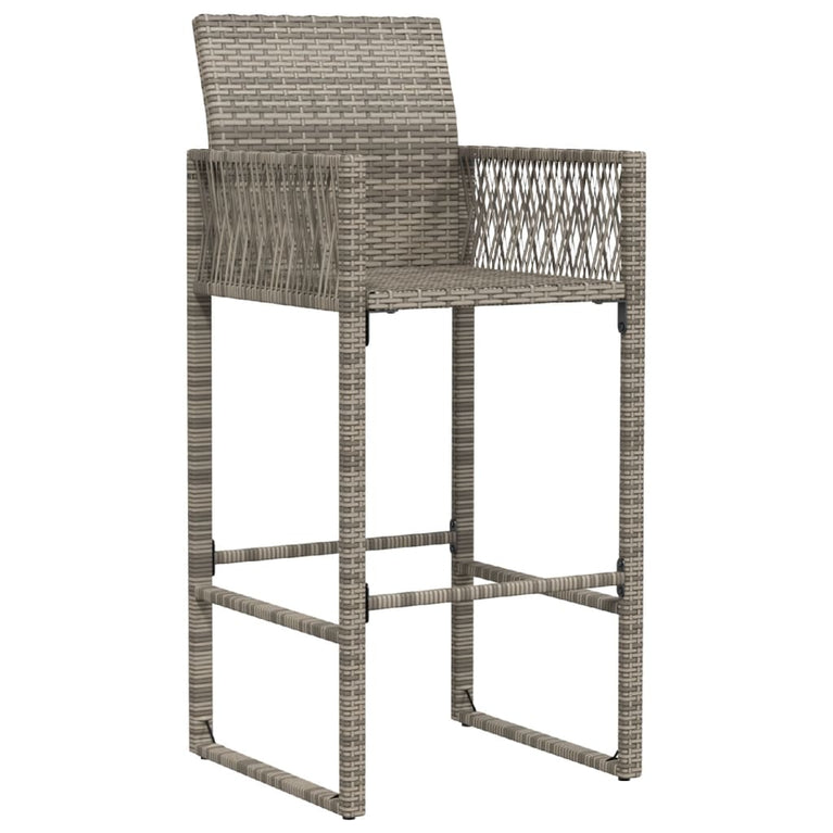Tuinbarkrukken 2 st poly rattan grijs