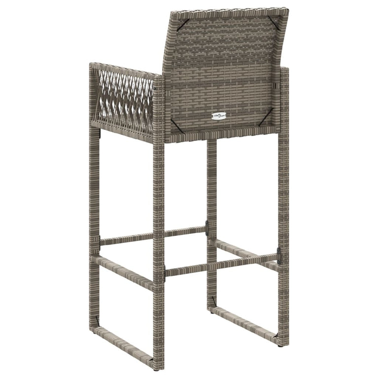 Tuinbarkrukken 2 st poly rattan grijs
