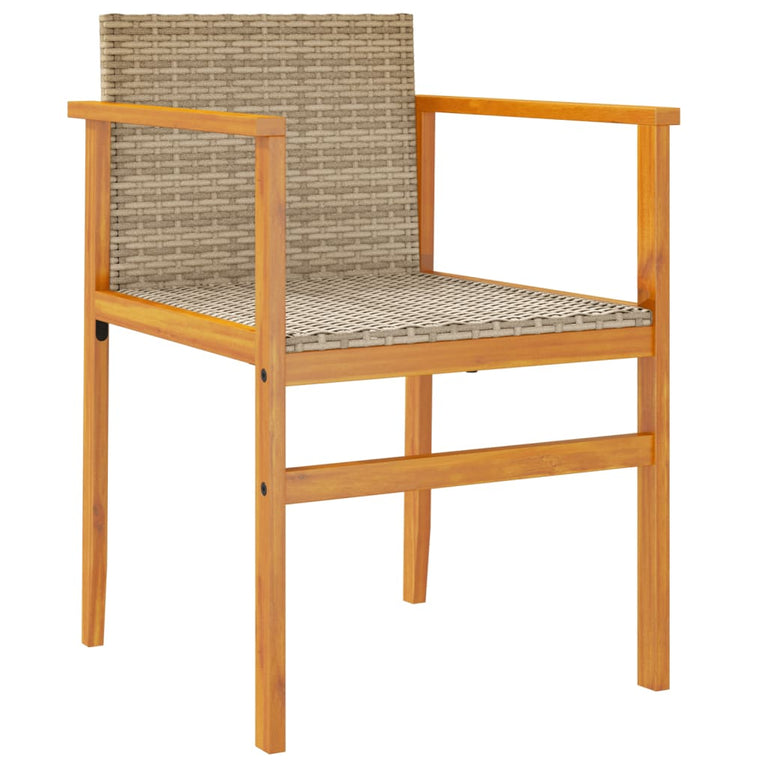 Tuinstoelen 2 st poly rattan en massief hout beige