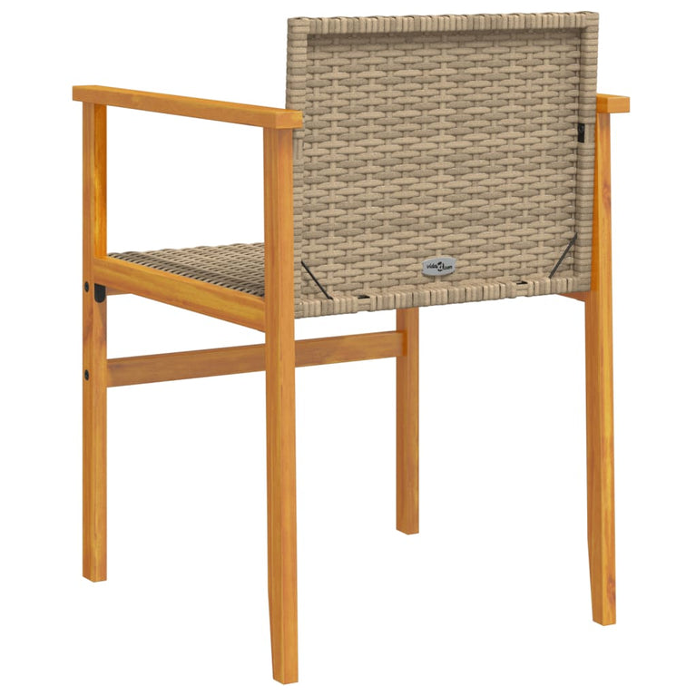 Tuinstoelen 2 st poly rattan en massief hout beige