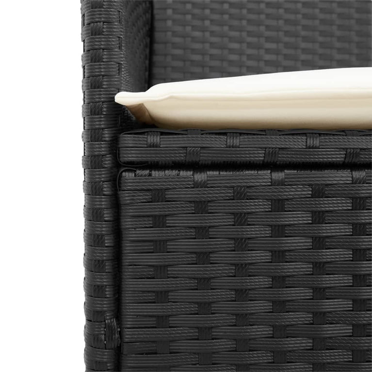 Tuinstoelen 2 st met kussens poly rattan en massief hout zwart