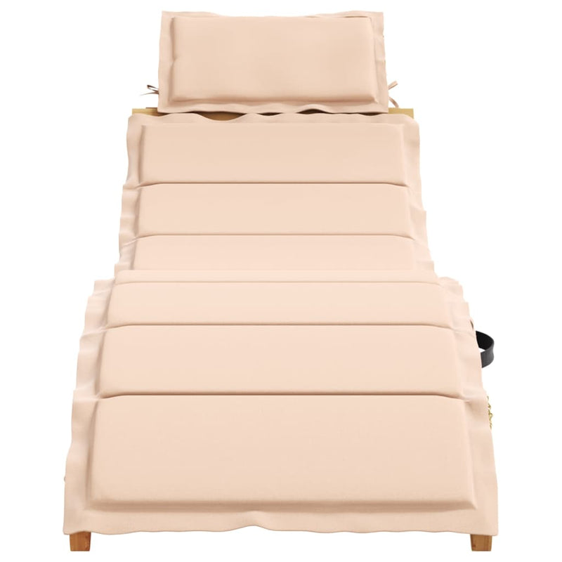 Ligbed met kussen massief acaciahout beige