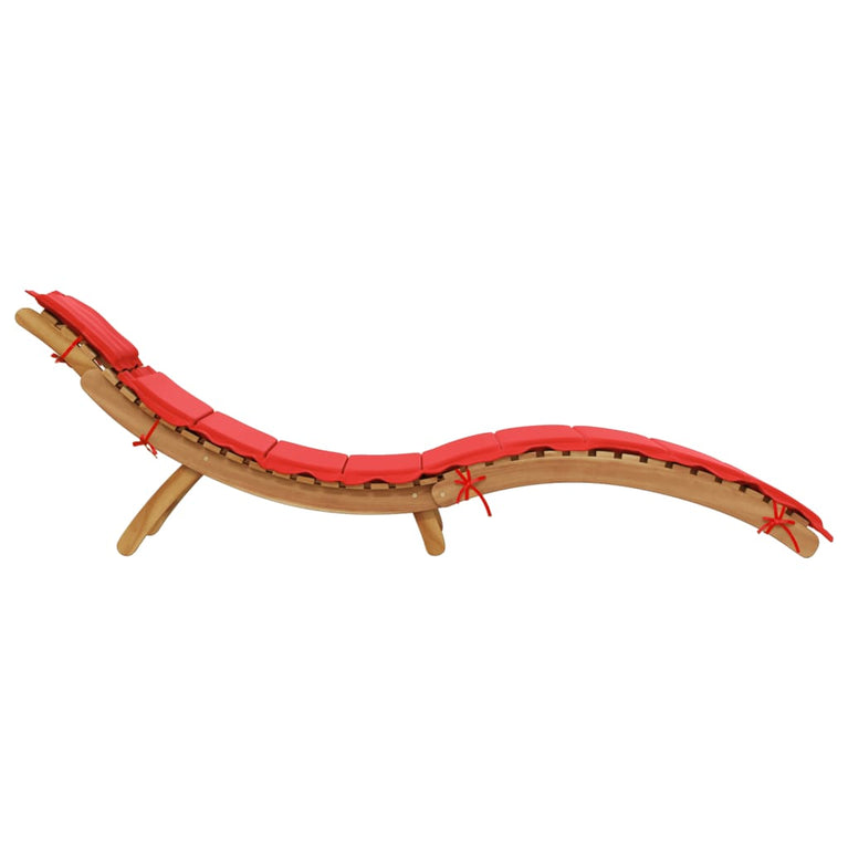 Ligbed met kussen massief acaciahout rood