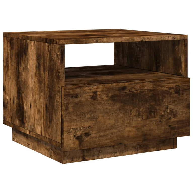 Salontafel met LED-verlichting 50x49x40 cm gerookt eikenkleurig