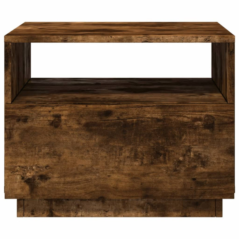 Salontafel met LED-verlichting 50x49x40 cm gerookt eikenkleurig