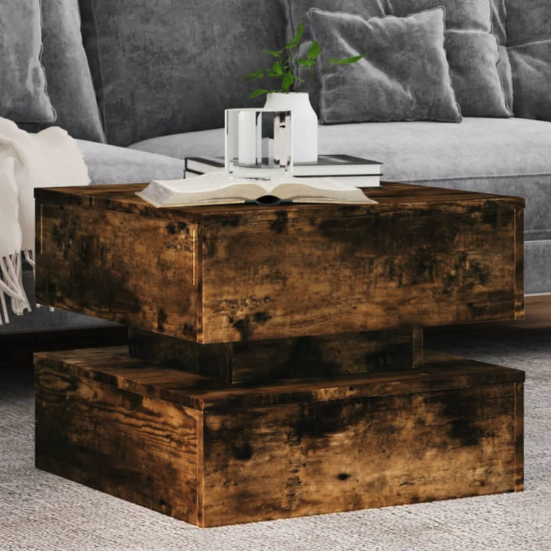Salontafel met metalen poten 50x50x40 cm gerookt eikenkleurig