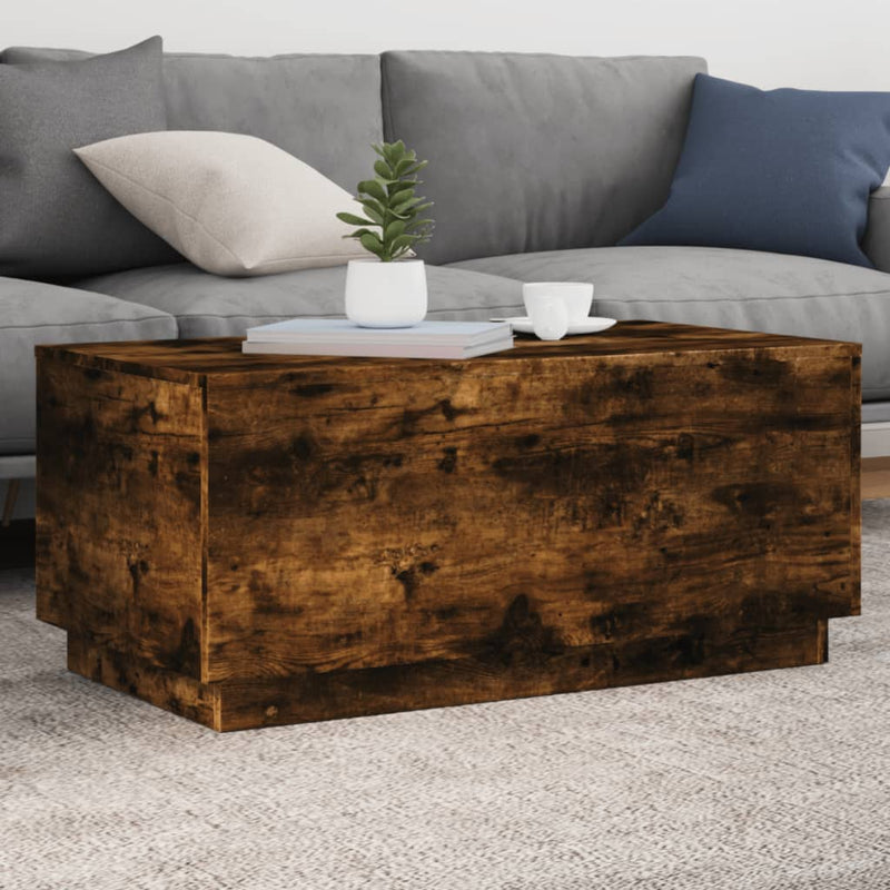 Salontafel met LED-verlichting 90x50x40 cm gerookt eikenkleurig