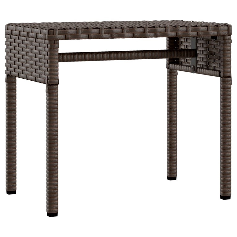 Ligbed met luifel en tafel poly rattan bruin