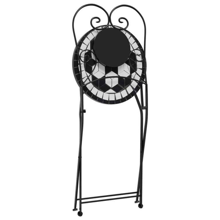 Bistrostoelen 2 st inklapbaar keramiek zwart en wit