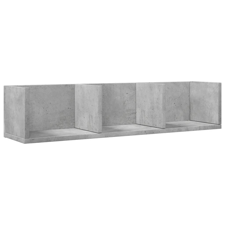 Wandkasten 2 st 75x18x16,5 cm bewerkt hout betongrijs