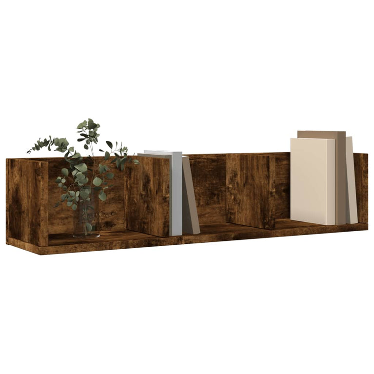 Wandkasten 2 st 75x18x16,5 cm bewerkt hout gerookt eikenkleurig