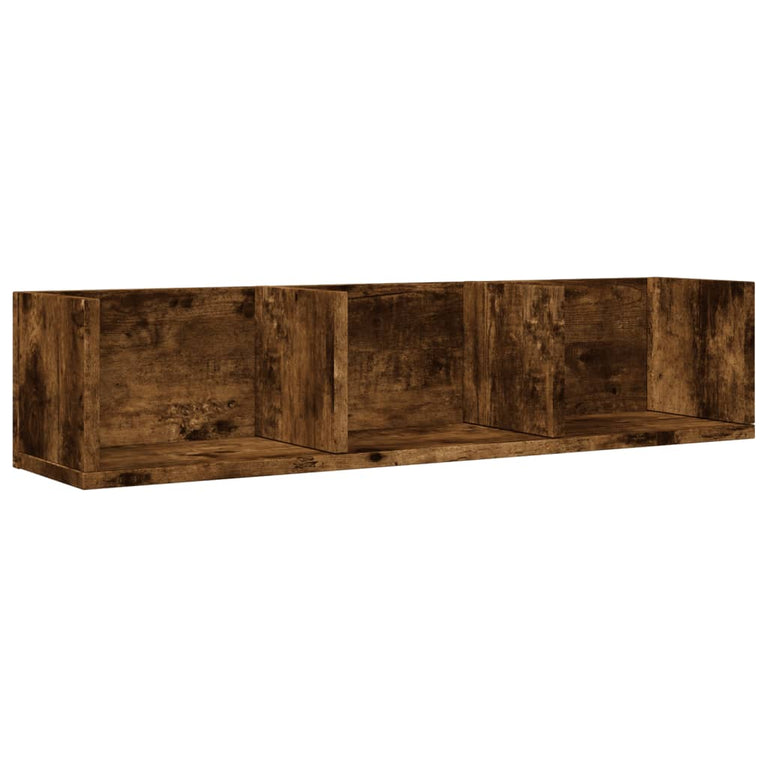 Wandkasten 2 st 75x18x16,5 cm bewerkt hout gerookt eikenkleurig