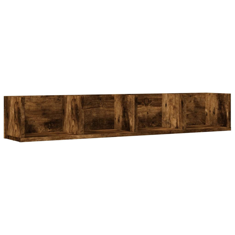 Wandkasten 2 st 99x18x16,5 cm bewerkt hout gerookt eikenkleur