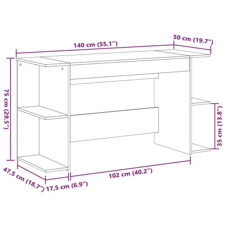 Bureau 140x50x75 cm bewerkt hout zwart