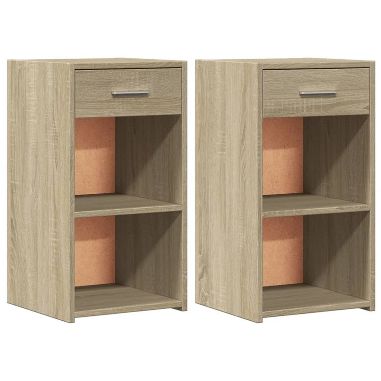 Nachtkastjes 2 st 35x34x65 cm bewerkt hout sonoma eikenkleurig