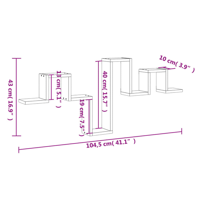 Wandschap 104,5x10x43 cm bewerkt hout zwart