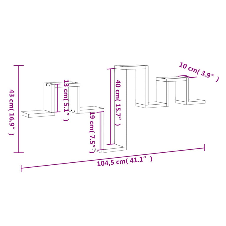 Wandschap 104,5x10x43 cm bewerkt hout bruin eikenkleurig