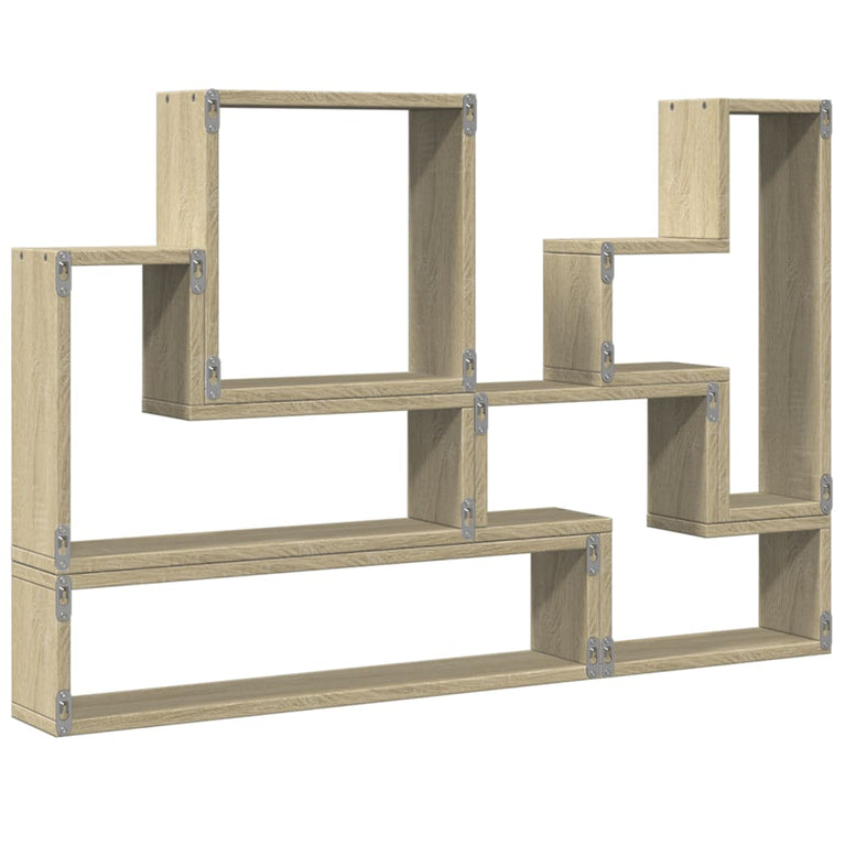 Wandschap 96x12x64 cm bewerkt hout sonoma eikenkleurig