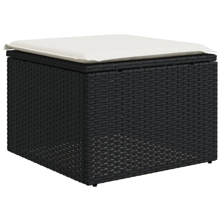 9-delige Loungeset met kussens poly rattan zwart