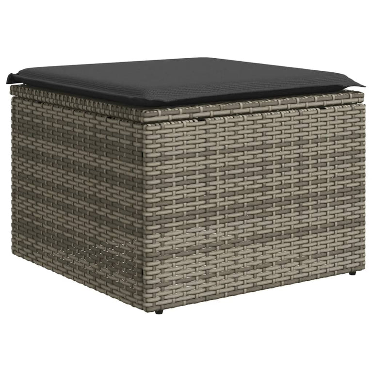 11-delige Loungeset met kussens poly rattan grijs