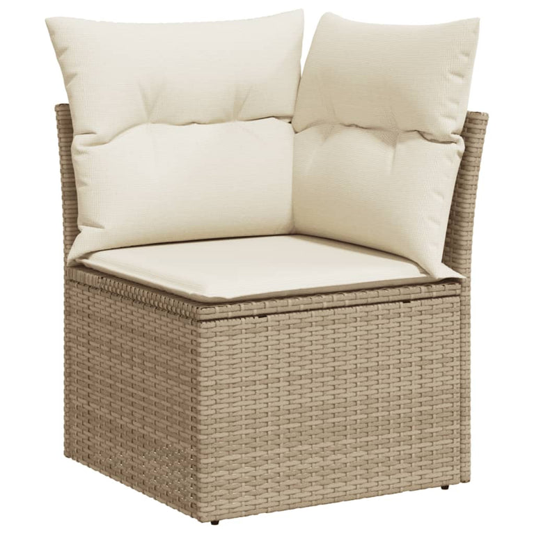 10-delige Loungeset met kussens poly rattan beige