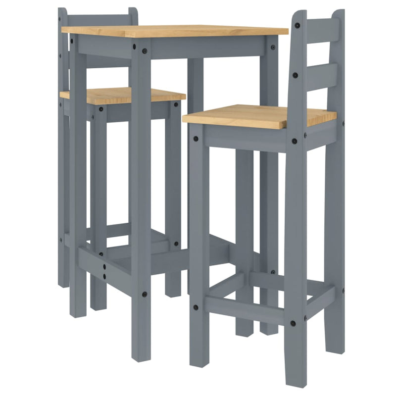 3-delige Barset massief grenenhout grijs