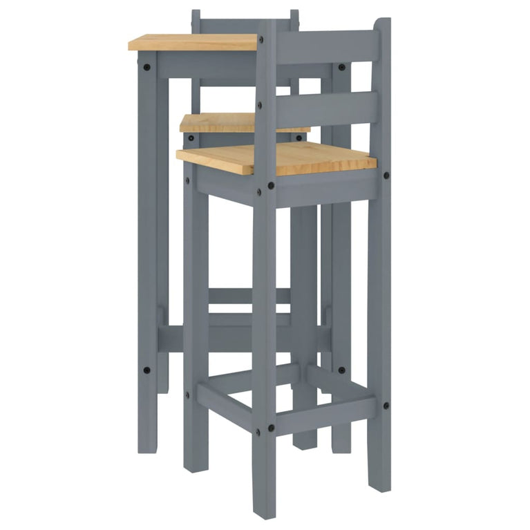3-delige Barset massief grenenhout grijs