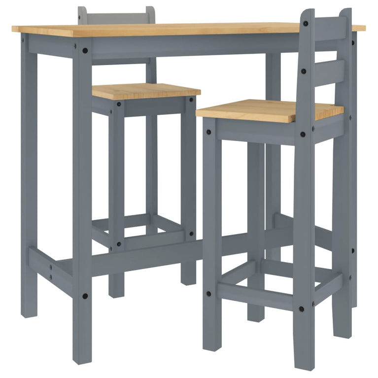 3-delige Barset massief grenenhout grijs