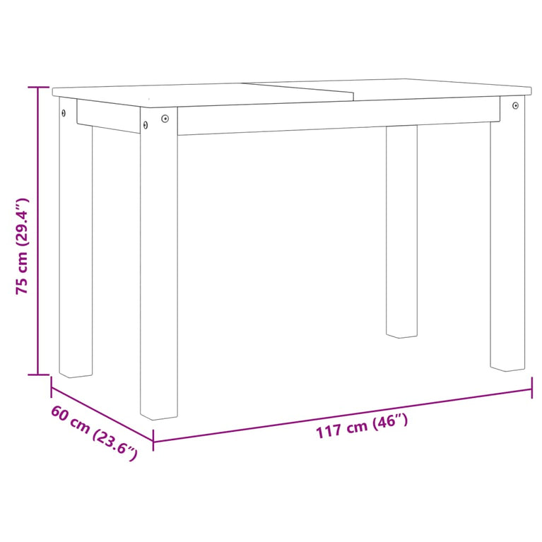 Eettafel Panama 117x60x75 cm massief grenenhout