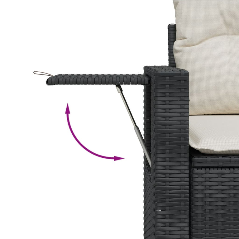 14-delige Loungeset met kussens poly rattan zwart