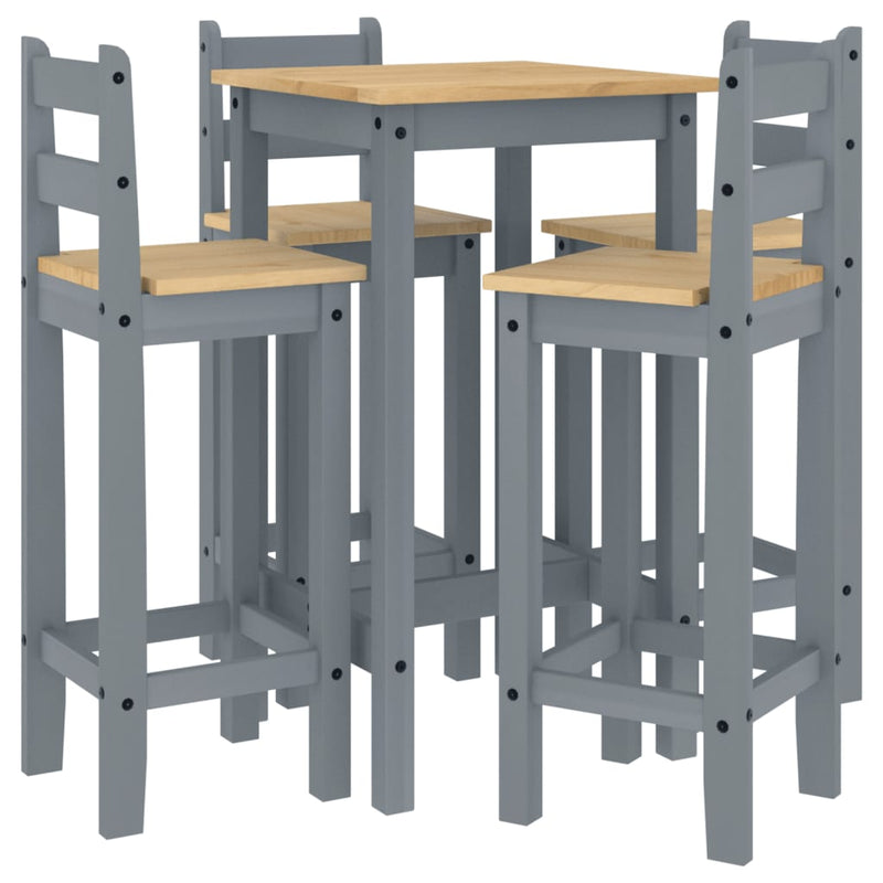 5-delige Barset massief grenenhout grijs