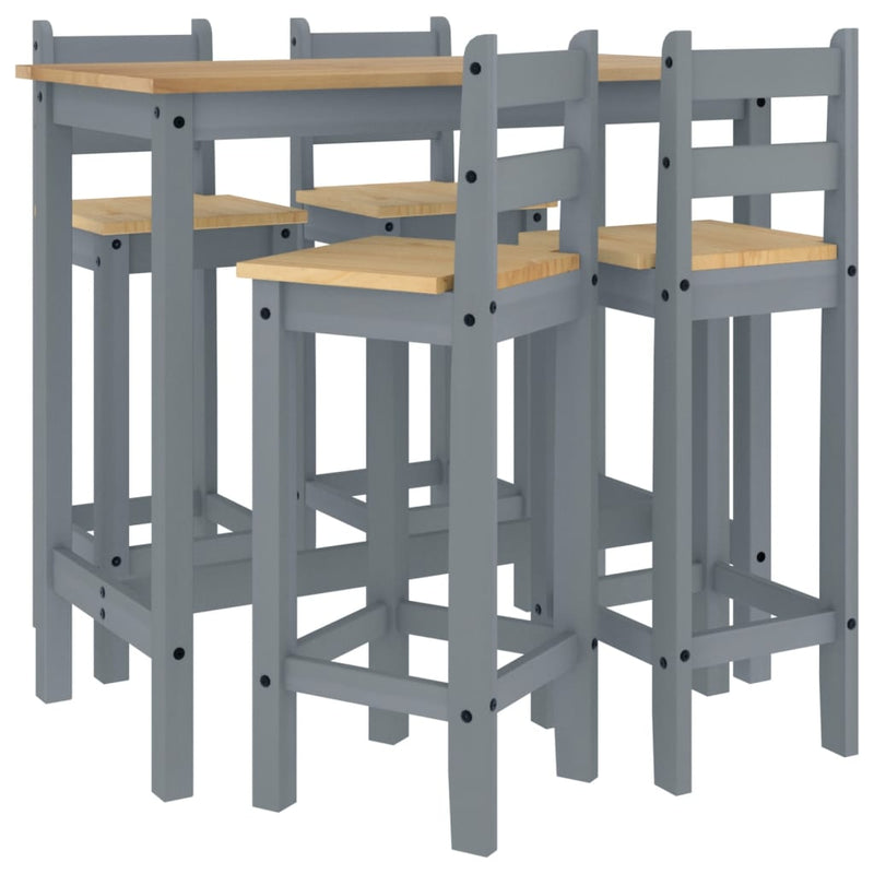 5-delige Barset massief grenenhout grijs