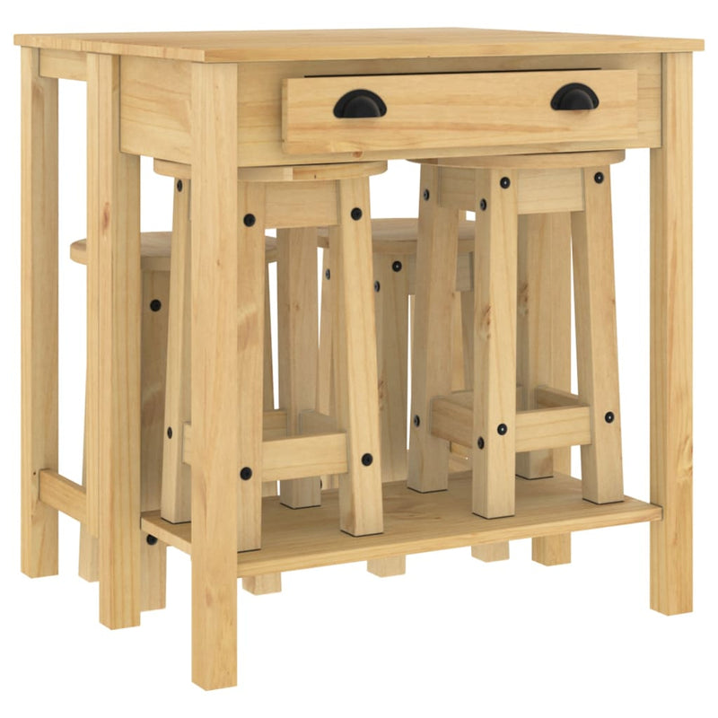 5-delige Barset massief grenenhout