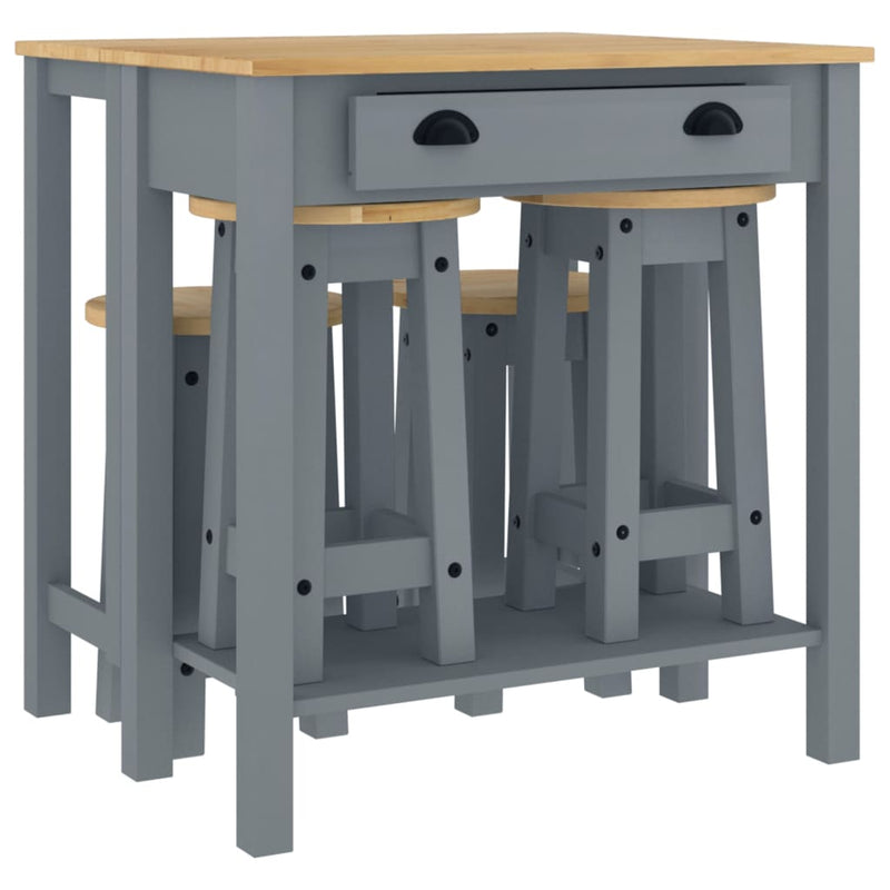 5-delige Barset massief grenenhout grijs