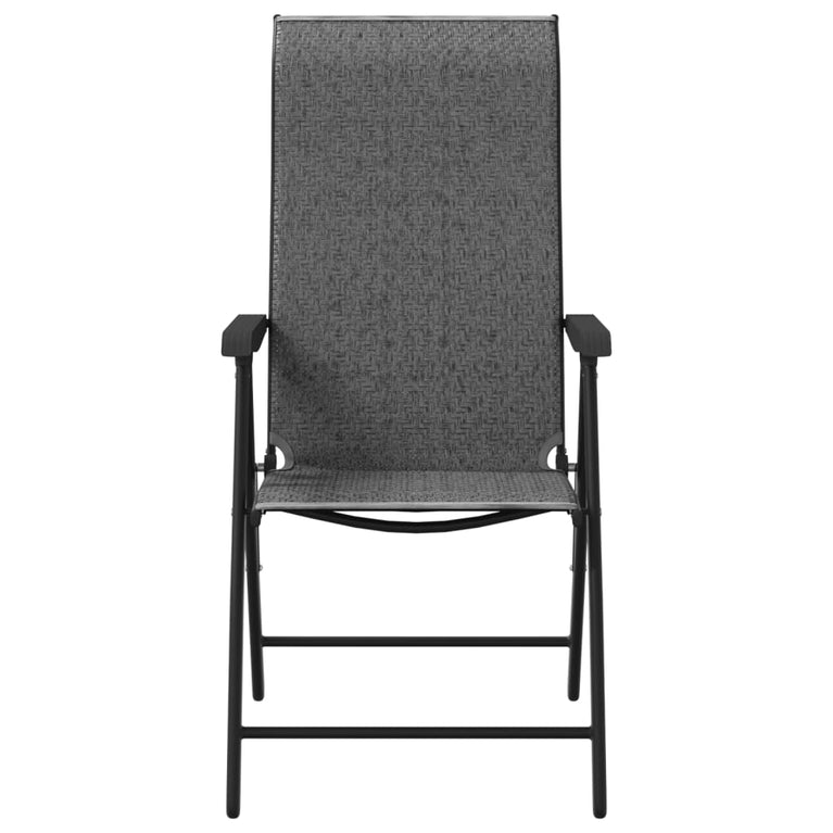 Tuinstoelen 2 st inklapbaar poly rattan grijs