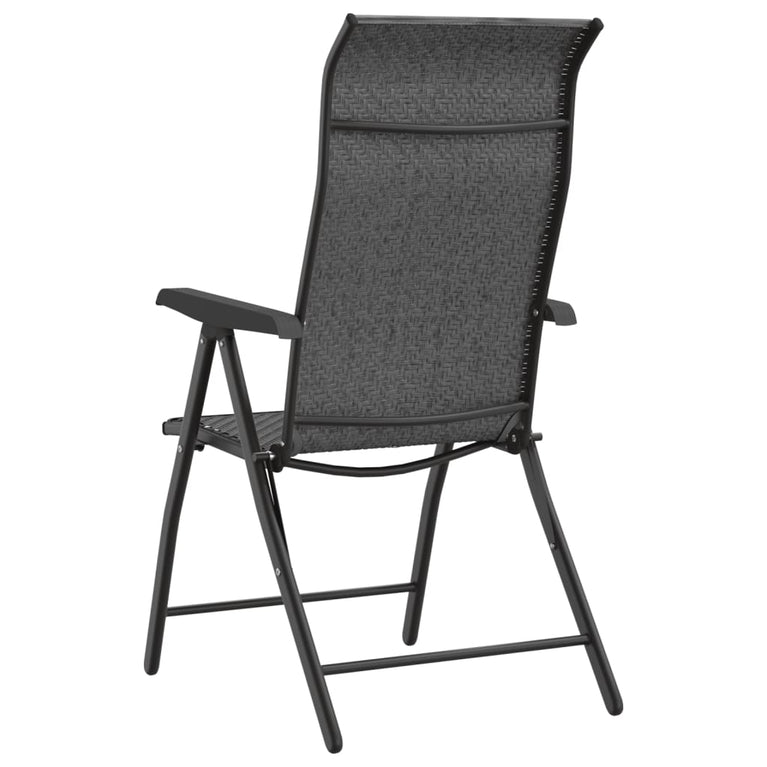 Tuinstoelen 2 st inklapbaar poly rattan grijs