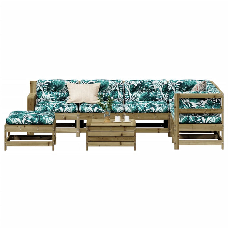 8-delige Loungeset met kussens geïmpregneerd grenenhout